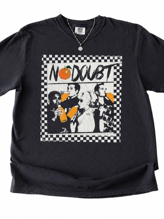 No Doubt Band Unisex T-shirt, 90s Ska Punk Rock Graphic Tee, Tragic Kingdom Era Orange Shirt Tragic Kingdom 220gsm Cotton Round Neck Short Sleeve Casual Henley Shirt Men T-shirt