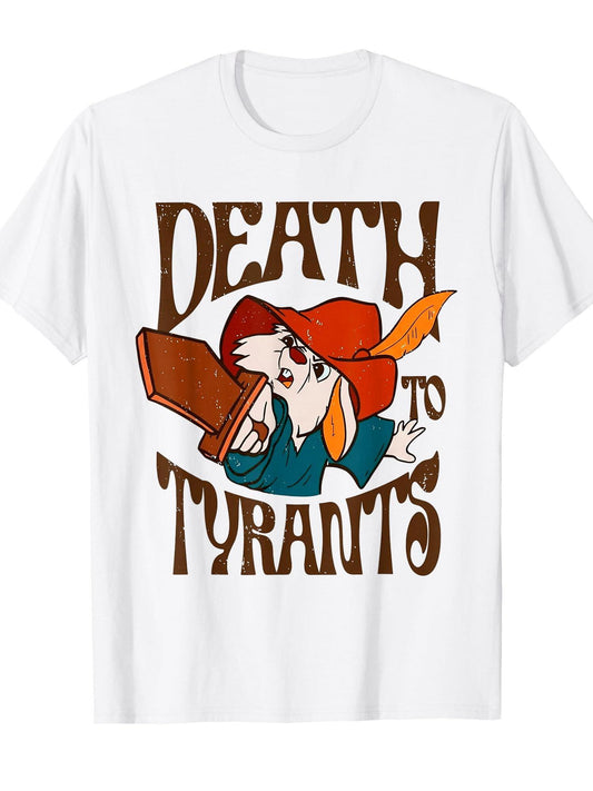 Death To Tyrants Retro Rabbit Meme T-shirt Tragic Kingdom 220gsm Cotton Round Neck Short Sleeve Casual Henley Shirt Men T-shirt