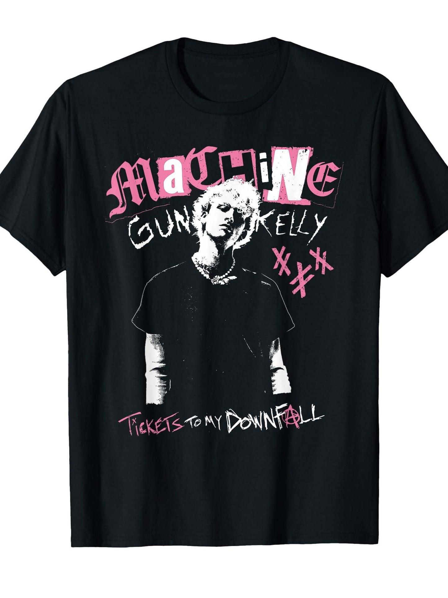 Official Machine Gun Kelly Tickets To My Downfall T-shirt Tragic Kingdom 220gsm Cotton Round Neck Short Sleeve Casual Henley Shirt Men T-shirt