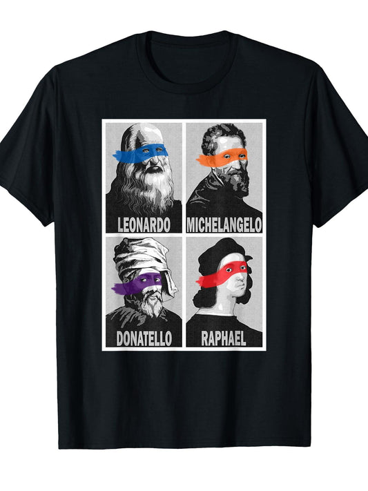 Renaissance Artists Poster Style Pop Art T-shirt T-shirt Tragic Kingdom 220gsm Cotton Round Neck Short Sleeve Casual Henley Shirt Men T-shirt