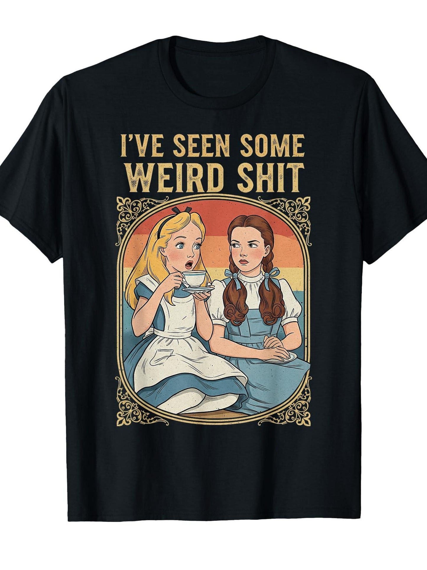 I've Seen Some Weird Dark Humor Weird Surreal Vintage T-shirt Tragic Kingdom 220gsm Cotton Round Neck Short Sleeve Casual Henley Shirt Men T-shirt