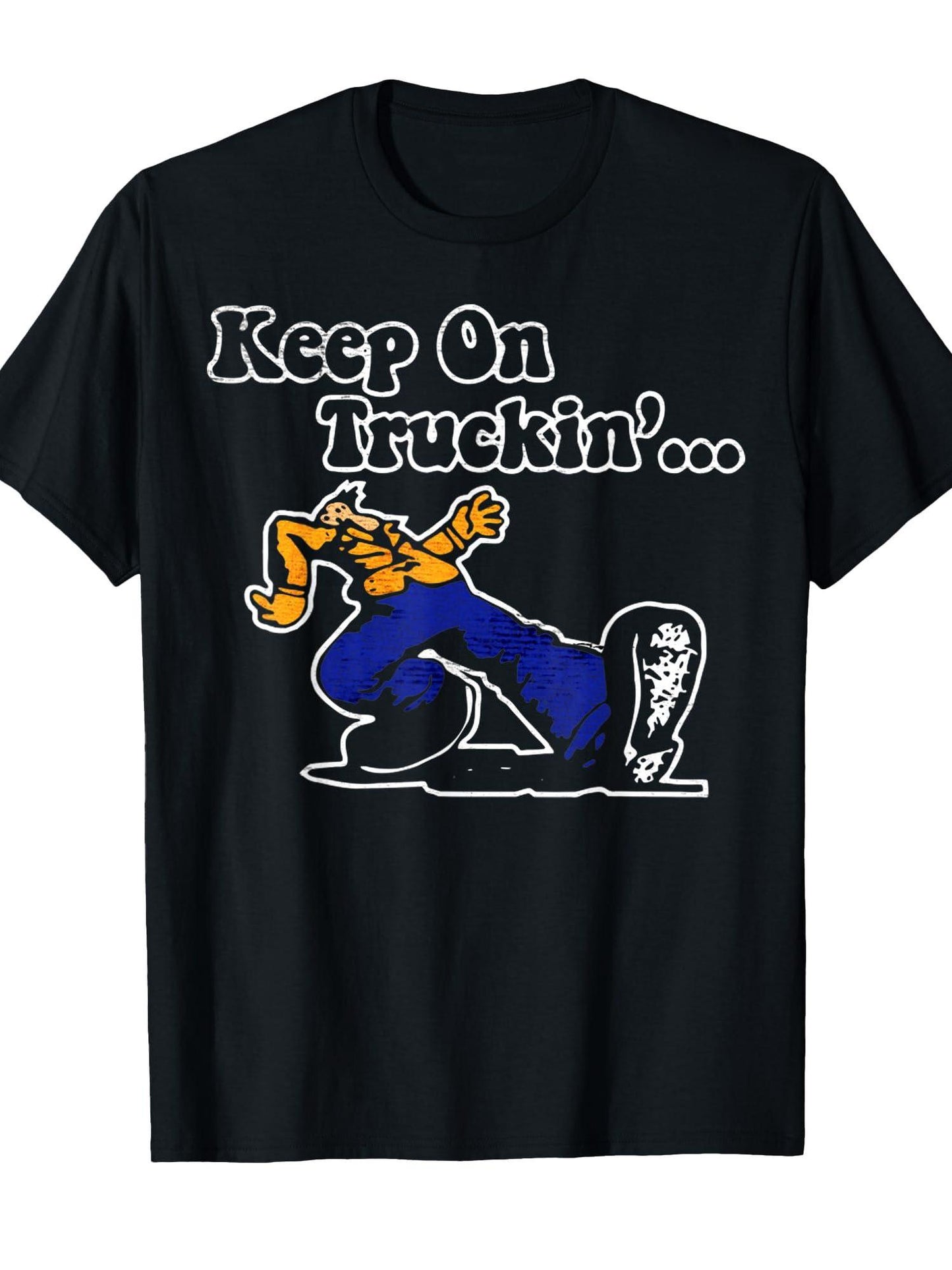 Vintage Motivational Quote Keep On Truckin Retro Funny Meme T-shirt Tragic Kingdom 220gsm Cotton Round Neck Short Sleeve Casual Henley Shirt Men T-shirt