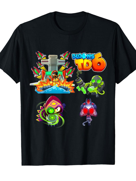 Btd6 Merch T-shirt Tragic Kingdom 220gsm Cotton Round Neck Short Sleeve Casual Henley Shirt Men T-shirt