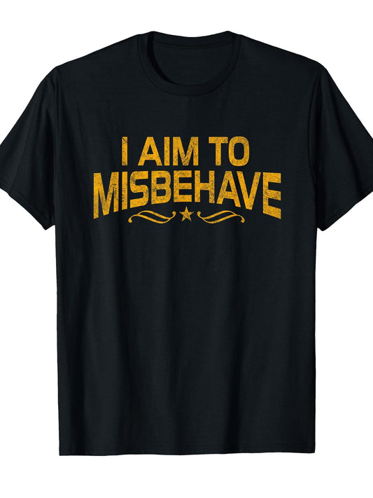 I Aim To Misbehave T-shirt Tragic Kingdom 220gsm Cotton Round Neck Short Sleeve Casual Henley Shirt Men T-shirt
