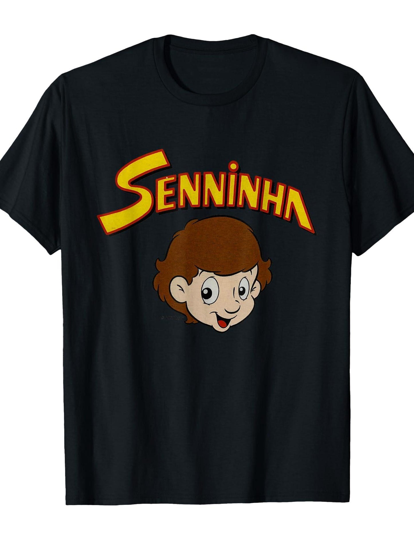 Classic Nostalgia Senninha Unisex-adults Kids Retro Cartoon Character T-shirt, Black, Small, Short Sleeve Tragic Kingdom 220gsm Cotton Round Neck Short Sleeve Casual Henley Shirt Men T-shirt