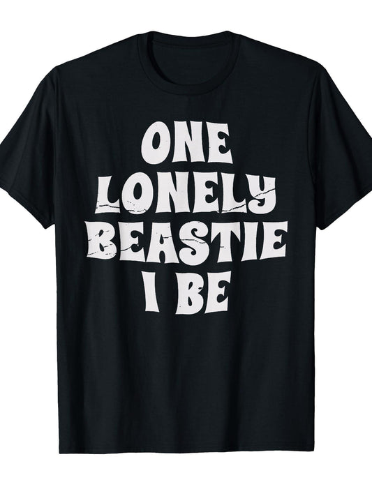 Vintage Funny One Lonely Beastie I Be Retro Saying Humor T-shirt Tragic Kingdom 220gsm Cotton Round Neck Short Sleeve Casual Henley Shirt Men T-shirt