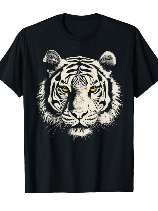 Face Of The Tiger T-shirt Tragic Kingdom 220gsm Cotton Round Neck Short Sleeve Casual Henley Shirt Men T-shirt