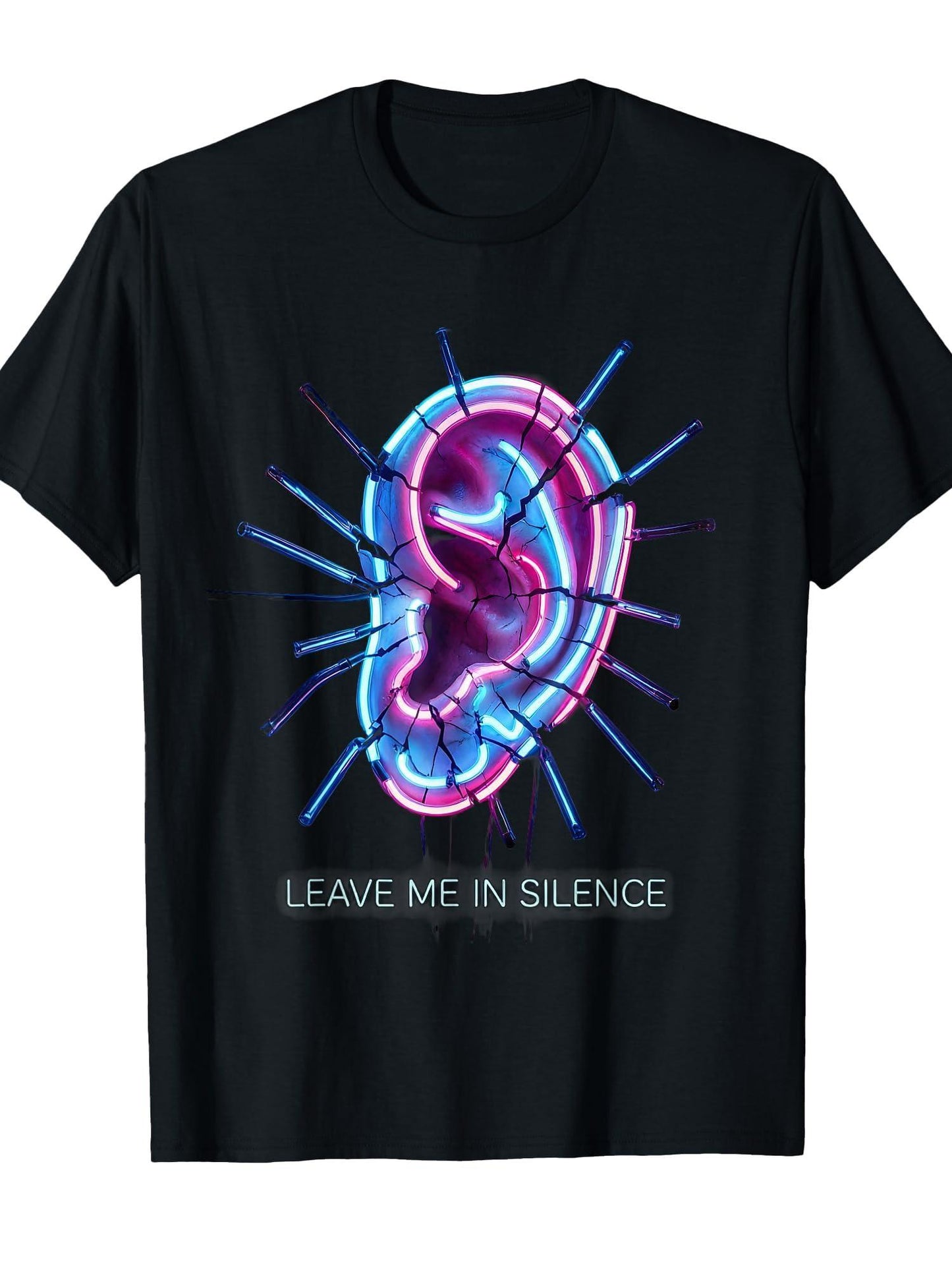 Leave Me In Silence Overstimulated Design T-shirt Tragic Kingdom 220gsm Cotton Round Neck Short Sleeve Casual Henley Shirt Men T-shirt