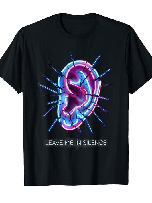 Leave Me In Silence Overstimulated Design T-shirt Tragic Kingdom 220gsm Cotton Round Neck Short Sleeve Casual Henley Shirt Men T-shirt
