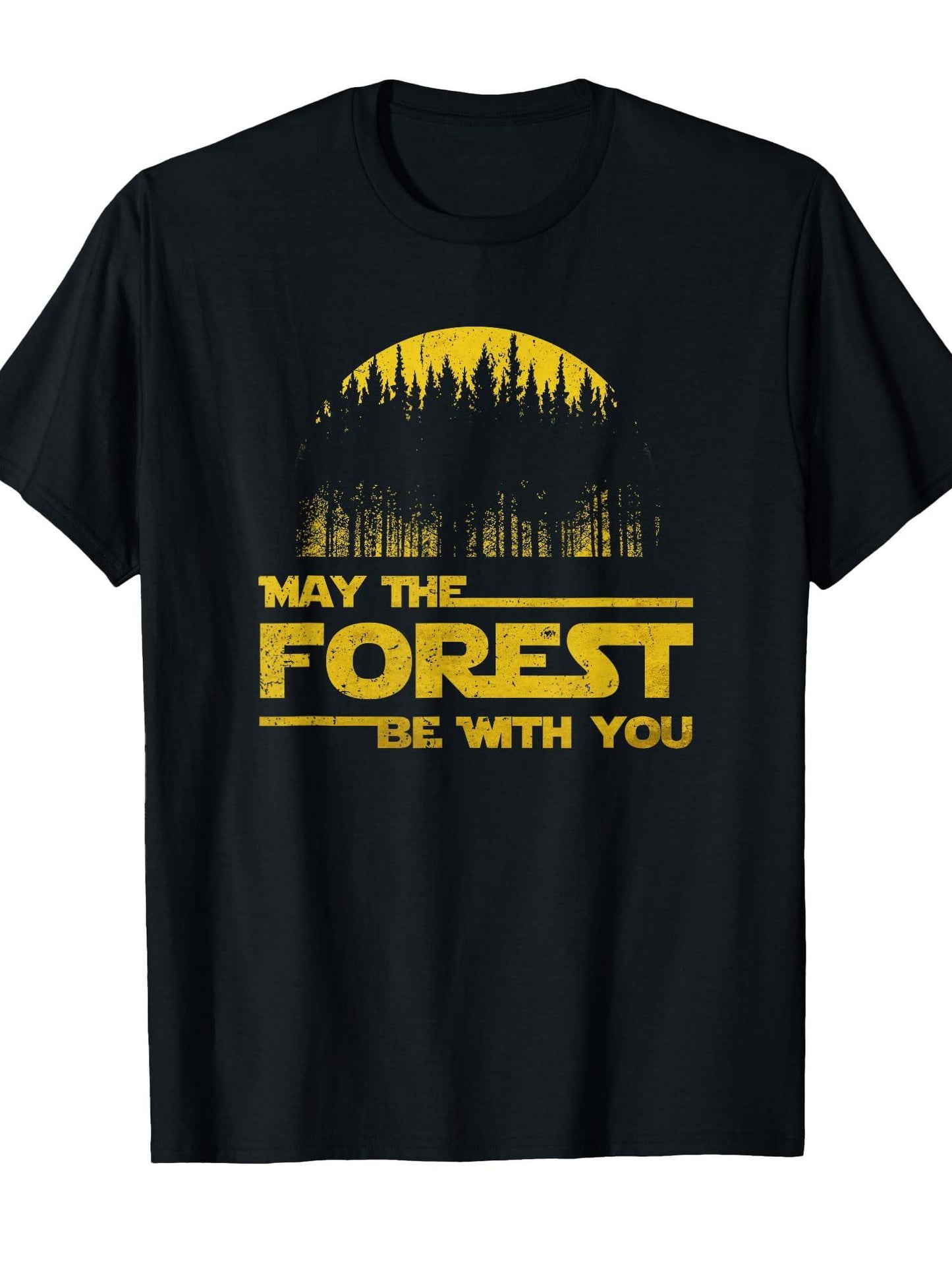 May The Forest Be With You - Camping Gifts - Sci-fi Nerd T-shirt May The Forest Be With You 220gsm Cotton Round Neck Short Sleeve Casual Henley Shirt Men T-shirt