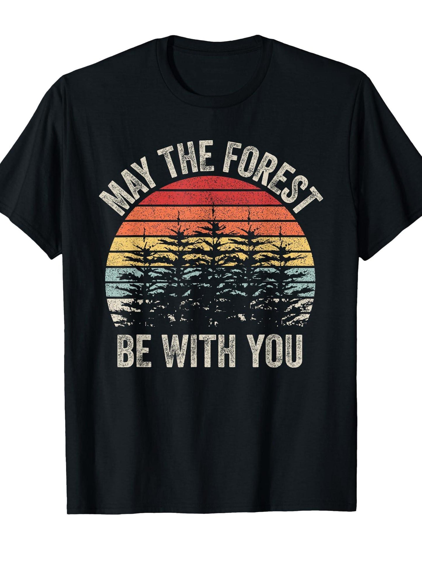 Vintage Retro May The Forest Be With You T-shirt May The Forest Be With You 220gsm Cotton Round Neck Short Sleeve Casual Henley Shirt Men T-shirt