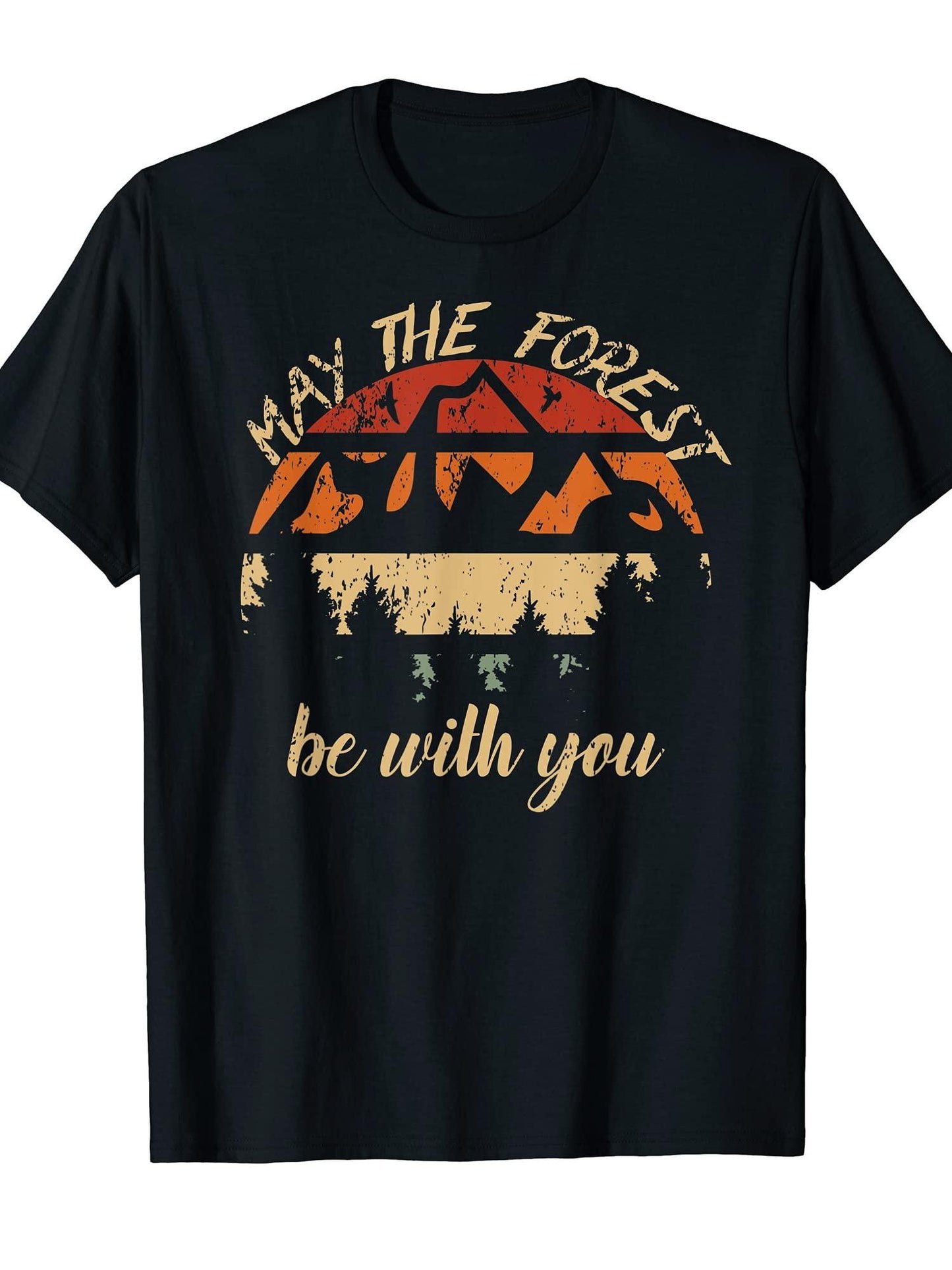 May The Forest Be With You Nature Scientist Earth Day Hikers T-shirt May The Forest Be With You 220gsm Cotton Round Neck Short Sleeve Casual Henley Shirt Men T-shirt