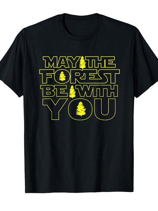 Arbor Deforestation Earth Day Shirt Kids Women Gifts T-shirt May The Forest Be With You 220gsm Cotton Round Neck Short Sleeve Casual Henley Shirt Men T-shirt