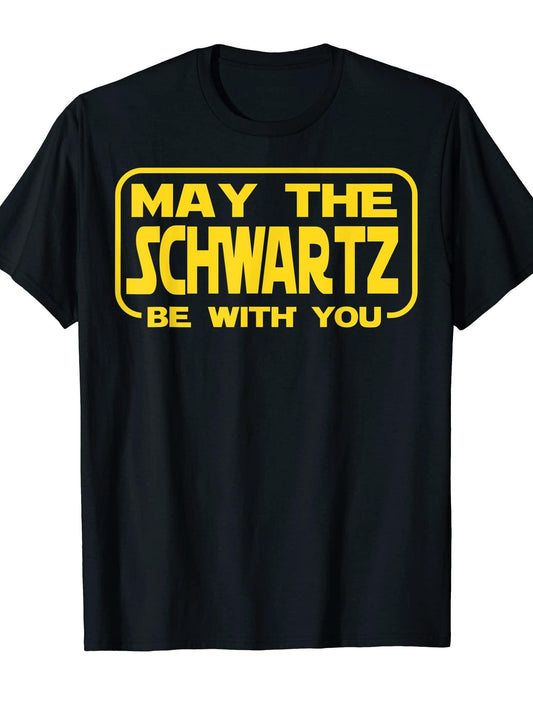 Funny May The Schwartz Be With You Science Fiction Geek Nerd T-shirt May The Forest Be With You 220gsm Cotton Round Neck Short Sleeve Casual Henley Shirt Men T-shirt