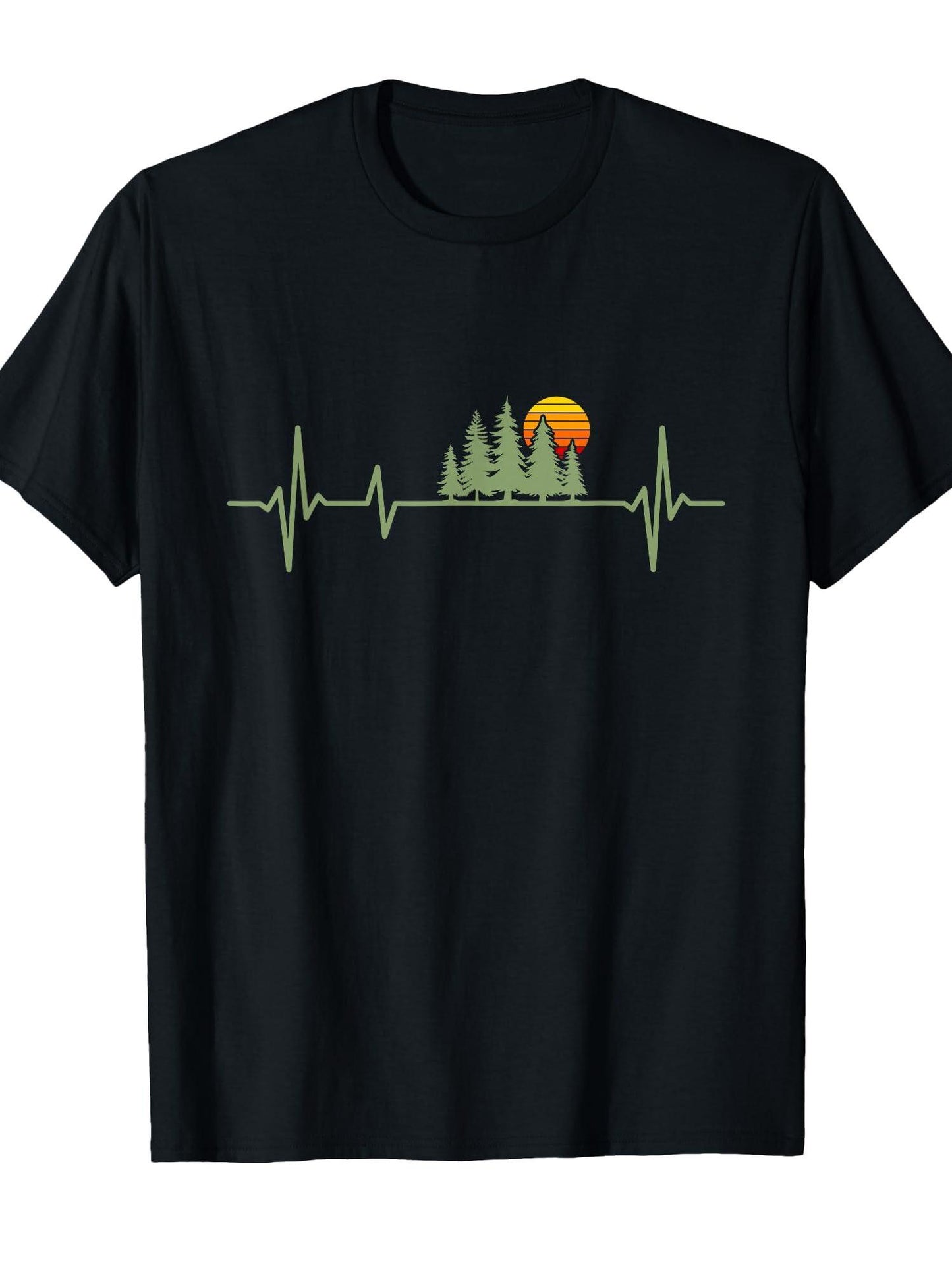 Trees Wildlife Nature Heartbeat Forest T-shirt May The Forest Be With You 220gsm Cotton Round Neck Short Sleeve Casual Henley Shirt Men T-shirt