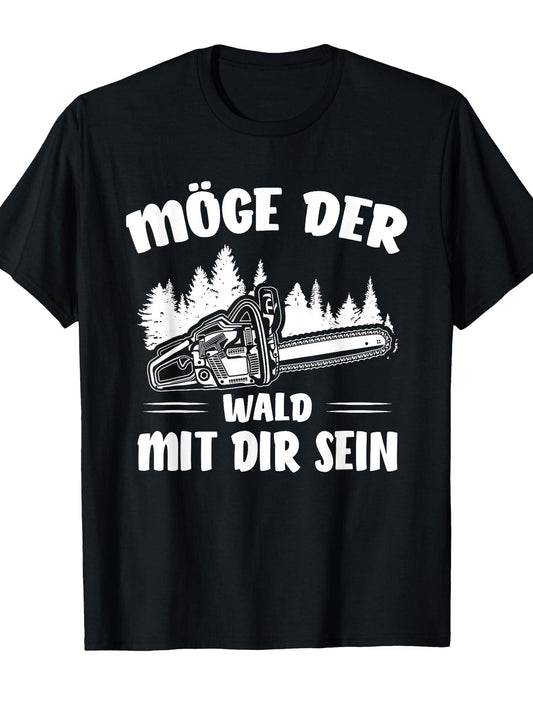 May The Forest Be With You T-shirt May The Forest Be With You 220gsm Cotton Round Neck Short Sleeve Casual Henley Shirt Men T-shirt