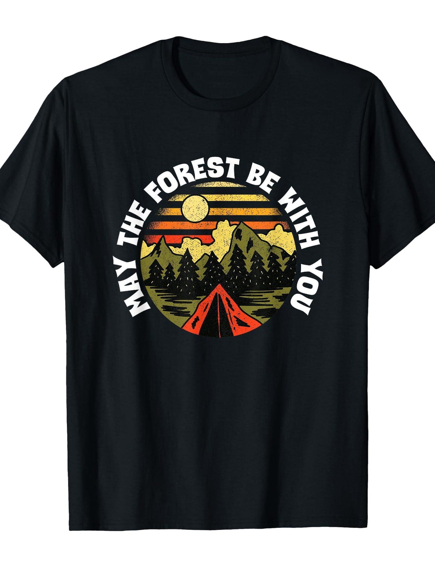 May The Forest Be With You Nature Lover Outdoor Camp Hiker T-shirt May The Forest Be With You 220gsm Cotton Round Neck Short Sleeve Casual Henley Shirt Men T-shirt