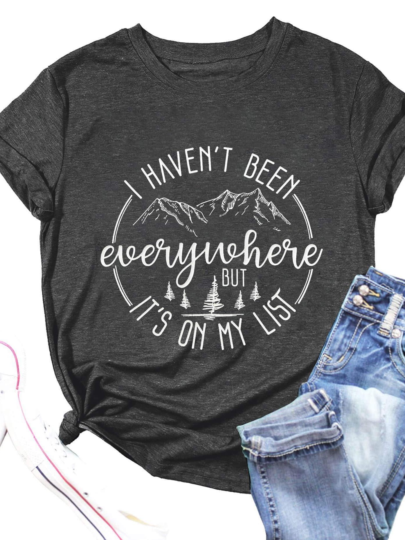 Hiking Shirts For Women I Haven't Been Everywhere But It's On My List Tshirt Camping Adventure Travel Lover Tee Tops May The Forest Be With You 220gsm Cotton Round Neck Short Sleeve Casual Henley Shirt Men T-shirt