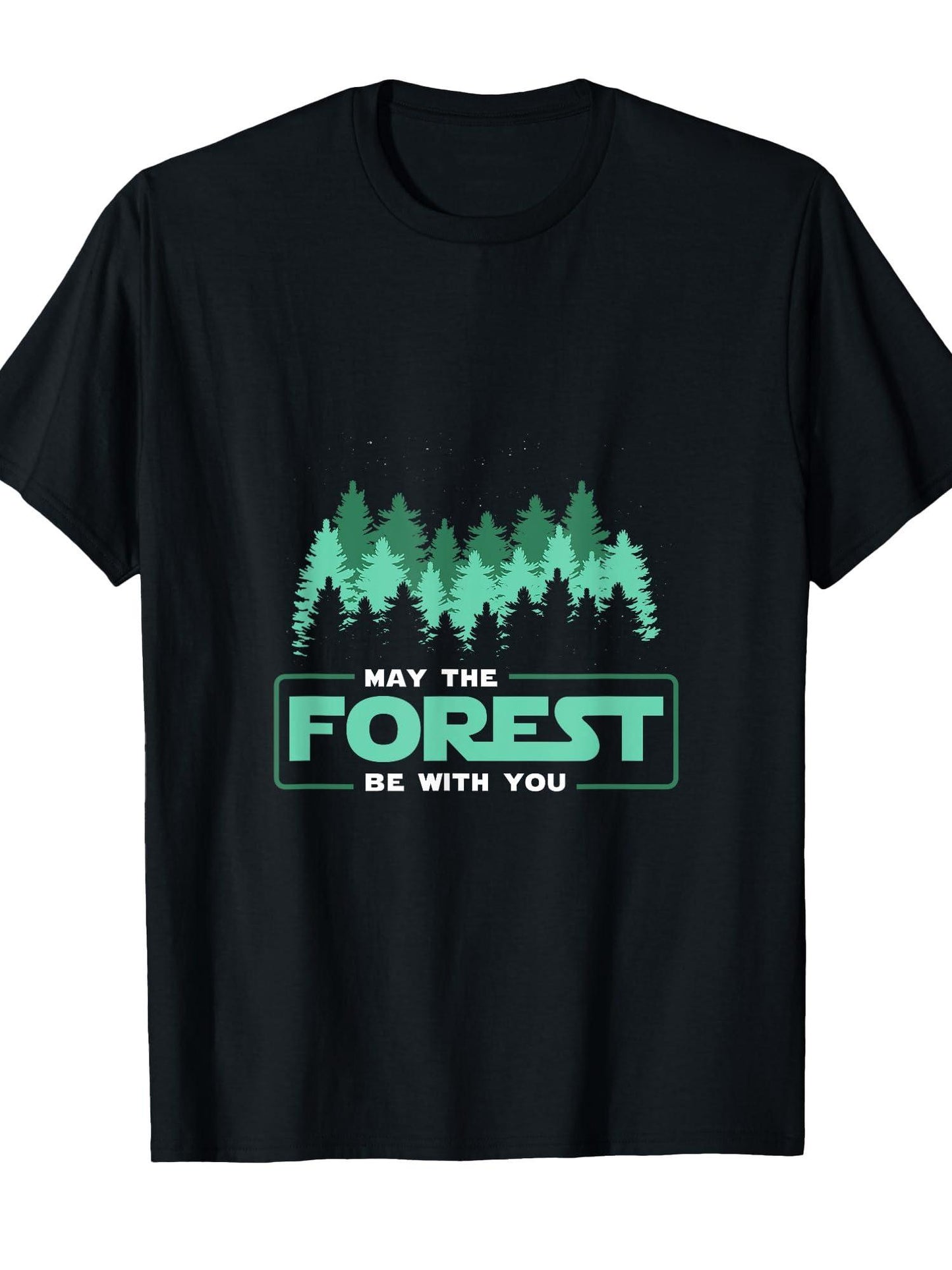Funny May The Forest Be With You T-shirt - Camping Lovers T-shirt May The Forest Be With You 220gsm Cotton Round Neck Short Sleeve Casual Henley Shirt Men T-shirt