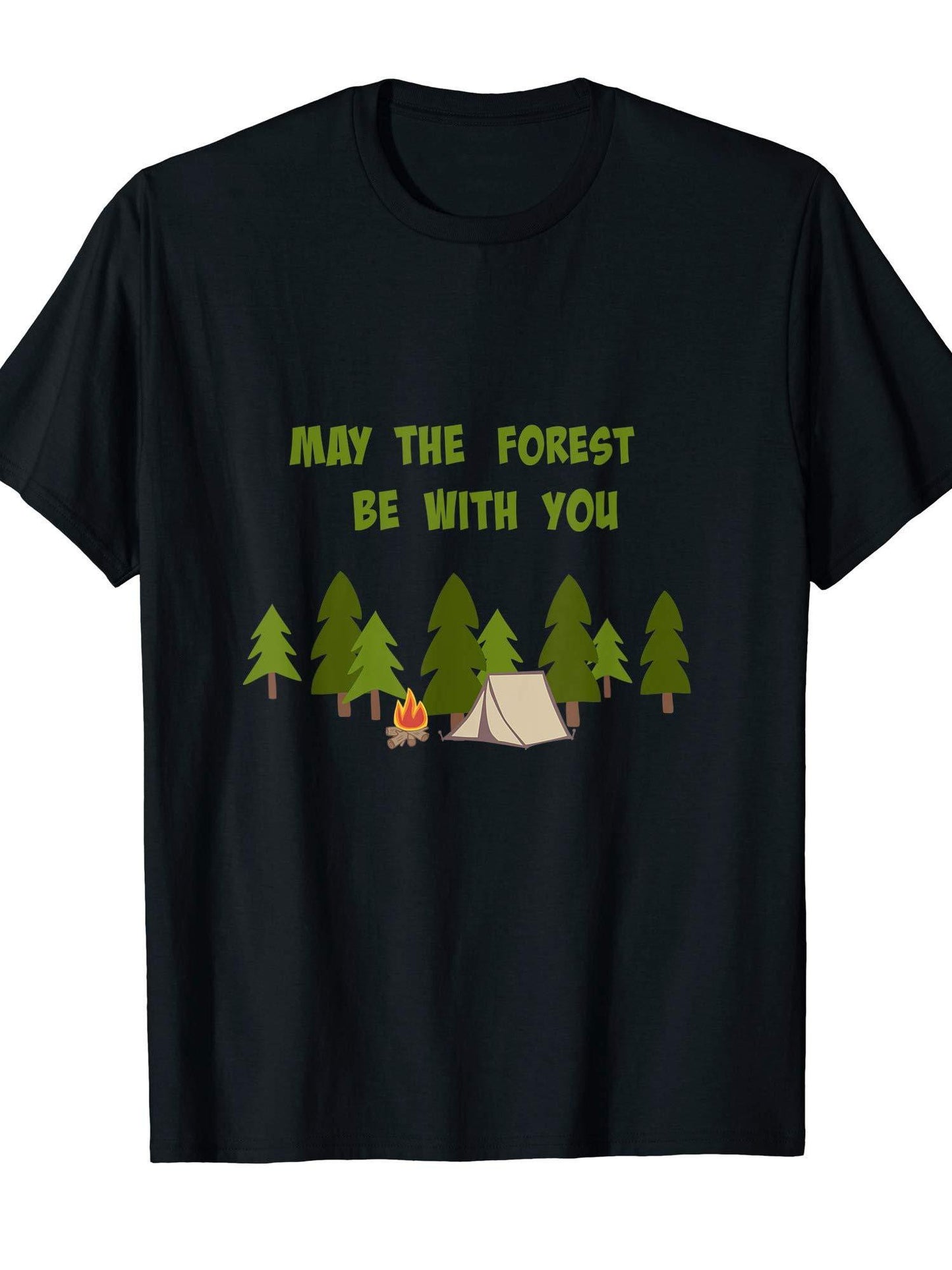 May The Forest Be With You Camp T-shirt May The Forest Be With You 220gsm Cotton Round Neck Short Sleeve Casual Henley Shirt Men T-shirt