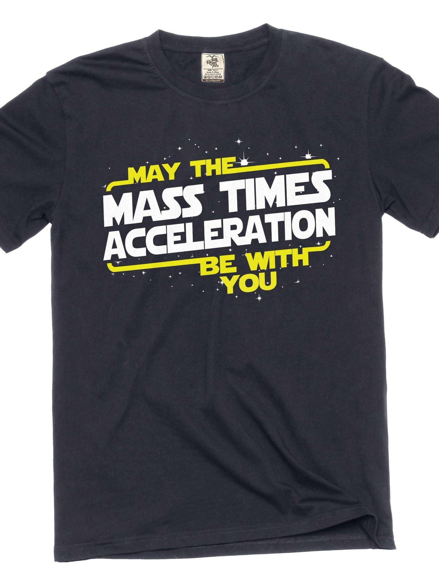 Silk Road Tees The Force T-shirt May Mass Times Acceleration Be With You Funy Men's T-shirt May The Forest Be With You 220gsm Cotton Round Neck Short Sleeve Casual Henley Shirt Men T-shirt