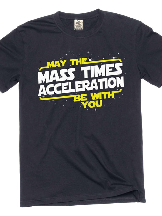 Silk Road Tees The Force T-shirt May Mass Times Acceleration Be With You Funy Men's T-shirt May The Forest Be With You 220gsm Cotton Round Neck Short Sleeve Casual Henley Shirt Men T-shirt