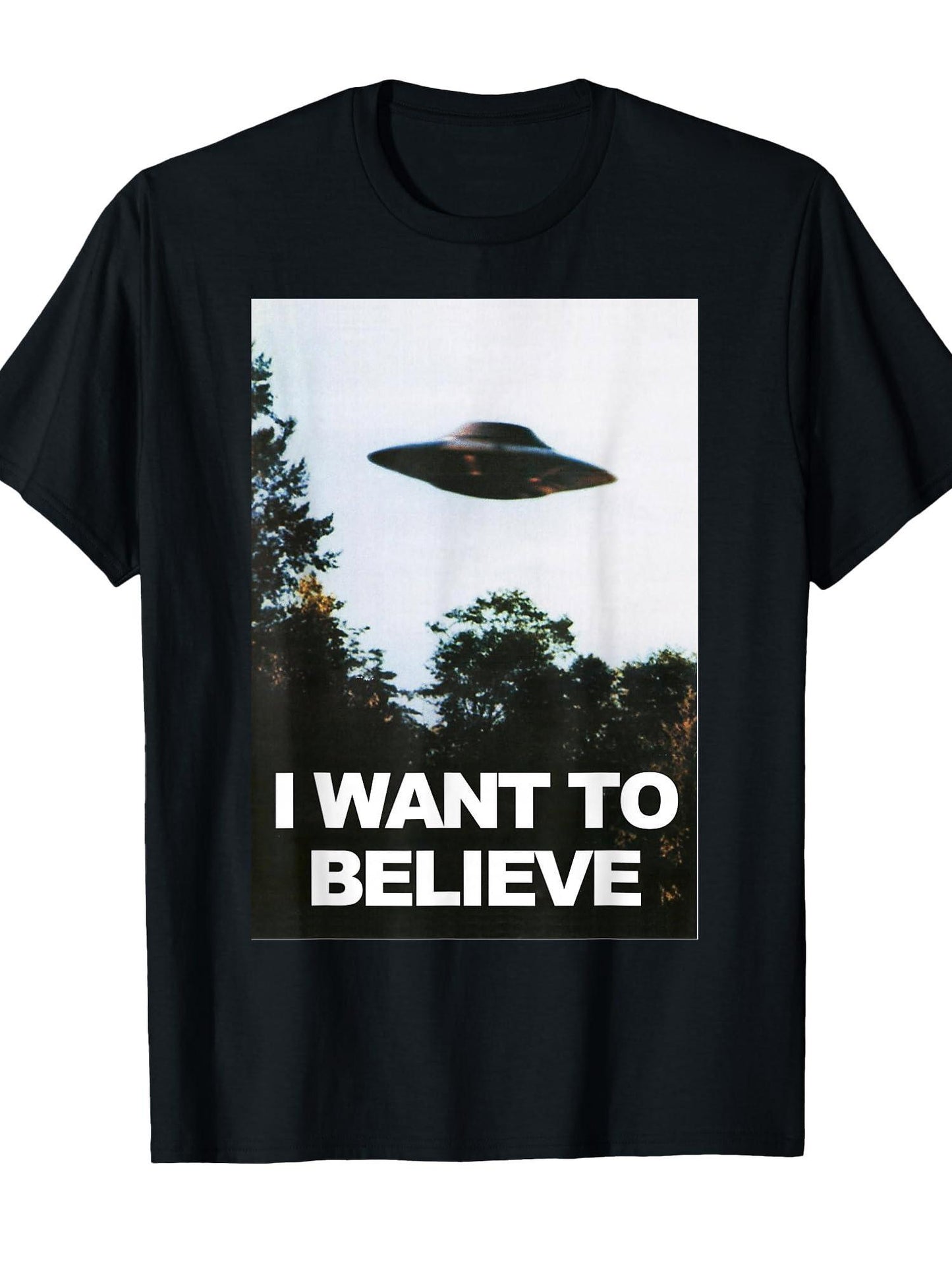 Alien Ufo Hunter Shirt I Want To Believe T-shirt T-shirt May The Forest Be With You 220gsm Cotton Round Neck Short Sleeve Casual Henley Shirt Men T-shirt