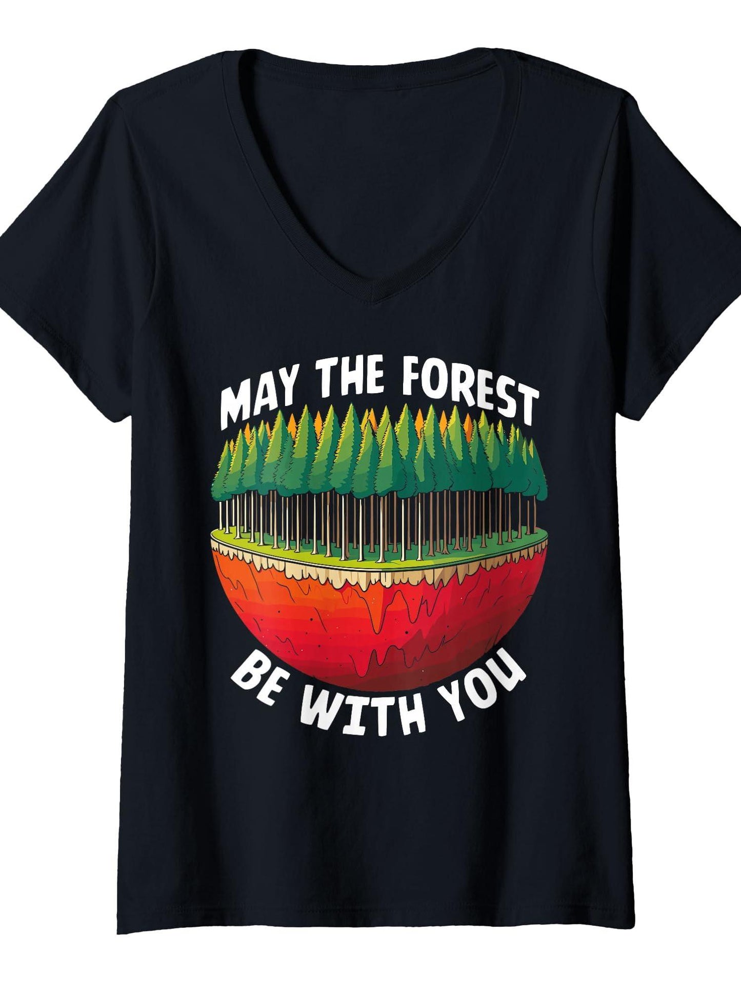 Womens May The Forest Be With You T-shirt May The Forest Be With You 220gsm Cotton Round Neck Short Sleeve Casual Henley Shirt Men T-shirt