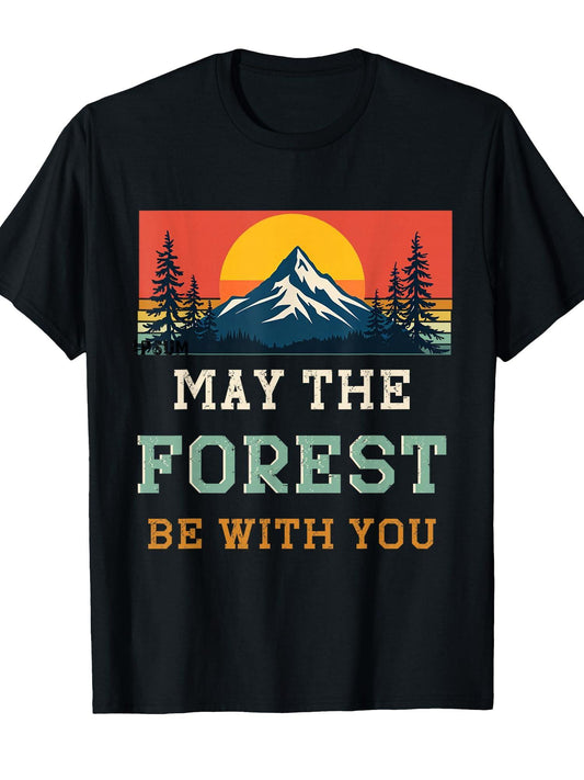 May The Forest Be With You Shirt Nature Lover Earth Day T-shirt May The Forest Be With You 220gsm Cotton Round Neck Short Sleeve Casual Henley Shirt Men T-shirt