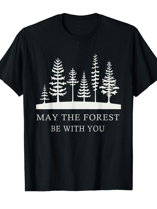 May The Forest Be With You Shirt Nature Lover Earth Day T-shirt May The Forest Be With You 220gsm Cotton Round Neck Short Sleeve Casual Henley Shirt Men T-shirt