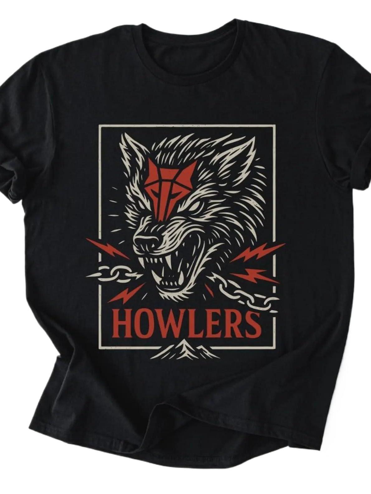 Howlers Wolf T-shirt - Red Rising Inspired Sci-fi Tee For Book Lovers, D & Sevro Graphic Shirt May The Forest Be With You 220gsm Cotton Round Neck Short Sleeve Casual Henley Shirt Men T-shirt