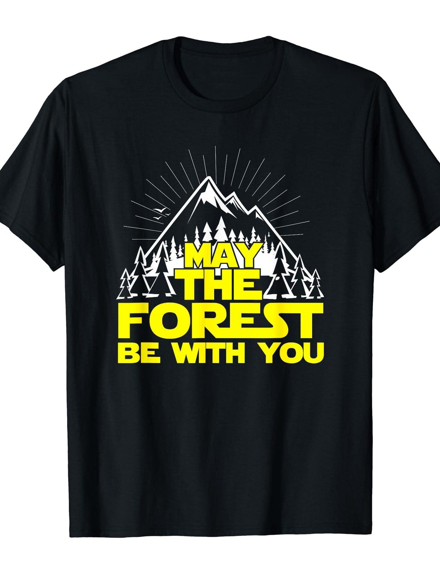 May The Forest Be With You- Treehugger Hiking Sci-fi T-shirt May The Forest Be With You 220gsm Cotton Round Neck Short Sleeve Casual Henley Shirt Men T-shirt