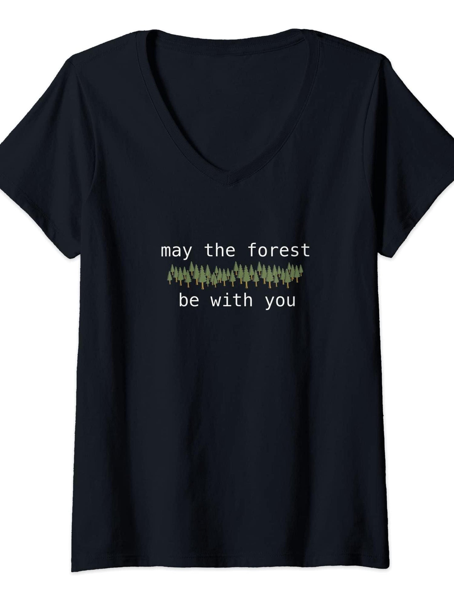 Womens May The Forest Be With You T-shirt May The Forest Be With You 220gsm Cotton Round Neck Short Sleeve Casual Henley Shirt Men T-shirt