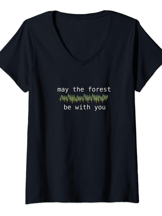 Womens May The Forest Be With You T-shirt May The Forest Be With You 220gsm Cotton Round Neck Short Sleeve Casual Henley Shirt Men T-shirt