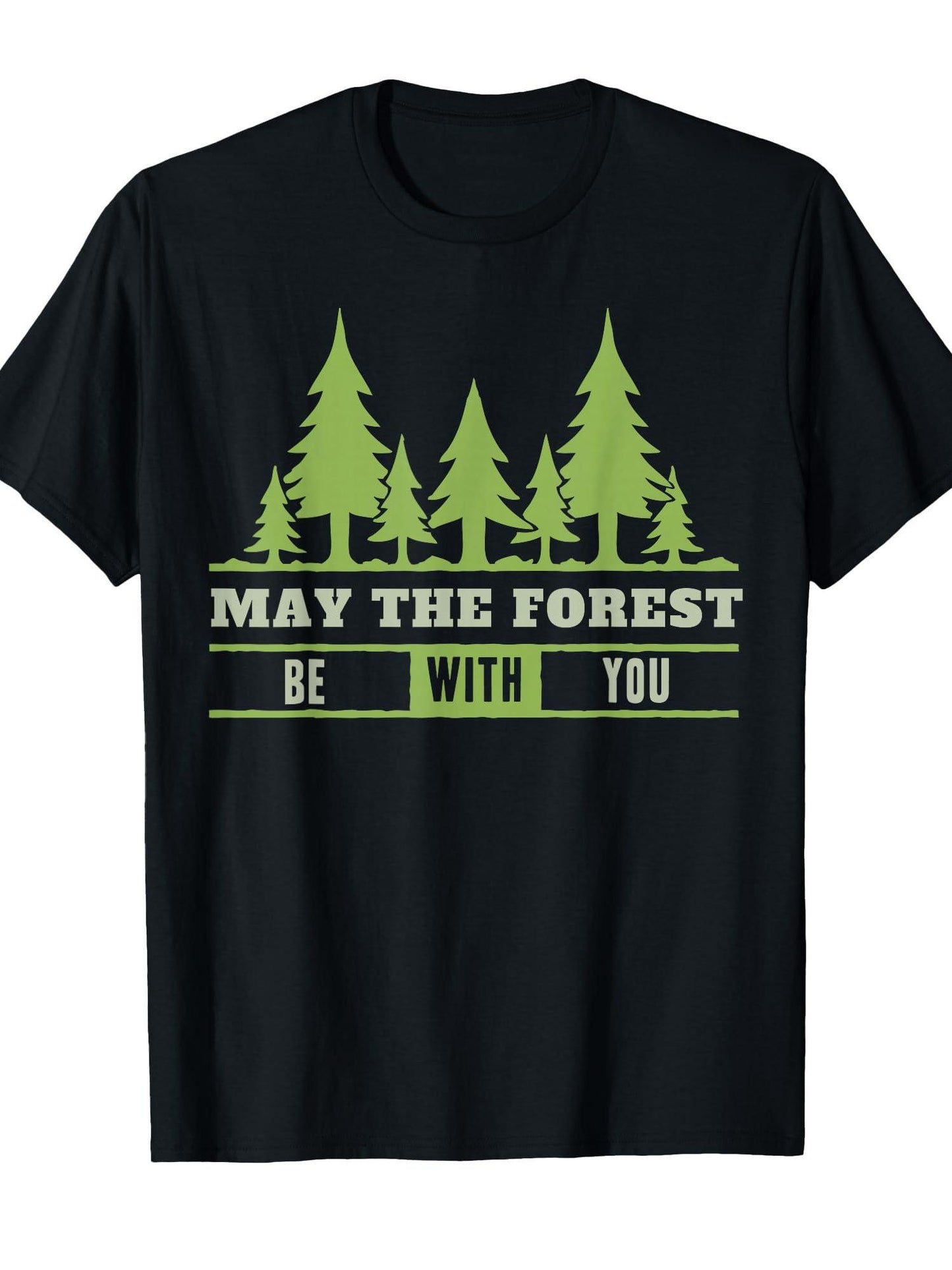 May The Forest Be With You Outdoors Quote T-shirt May The Forest Be With You 220gsm Cotton Round Neck Short Sleeve Casual Henley Shirt Men T-shirt