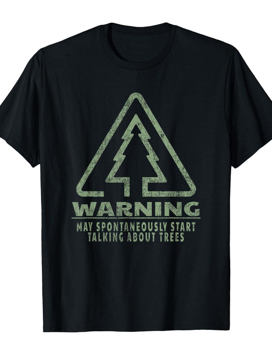 Funny Tree Lover Warning Quote Forestry Students Teachers T-shirt May The Forest Be With You 220gsm Cotton Round Neck Short Sleeve Casual Henley Shirt Men T-shirt