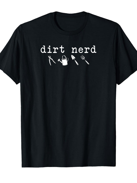 Dirt Nerd Gardening Lover Tee T-shirt Dirt Nerd 220gsm Cotton Round Neck Short Sleeve Casual Henley Shirt Men T-shirt