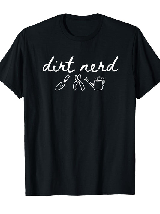 Dirt Nerd Funny Gardening Lover Gardener T-shirt Dirt Nerd 220gsm Cotton Round Neck Short Sleeve Casual Henley Shirt Men T-shirt