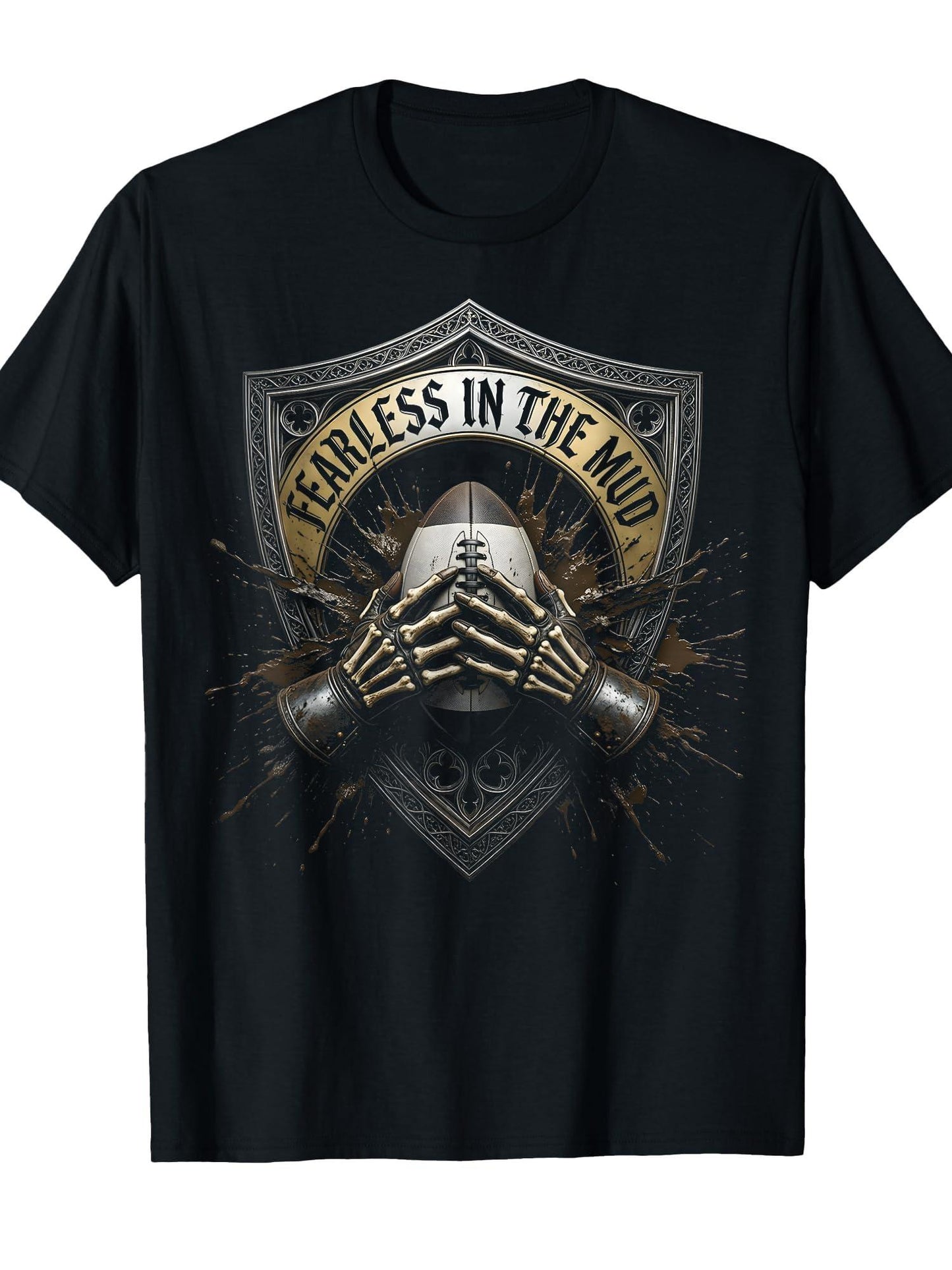 Fearless In The Mud Rugby Graphic Design T-shirt Dirt Nerd 220gsm Cotton Round Neck Short Sleeve Casual Henley Shirt Men T-shirt