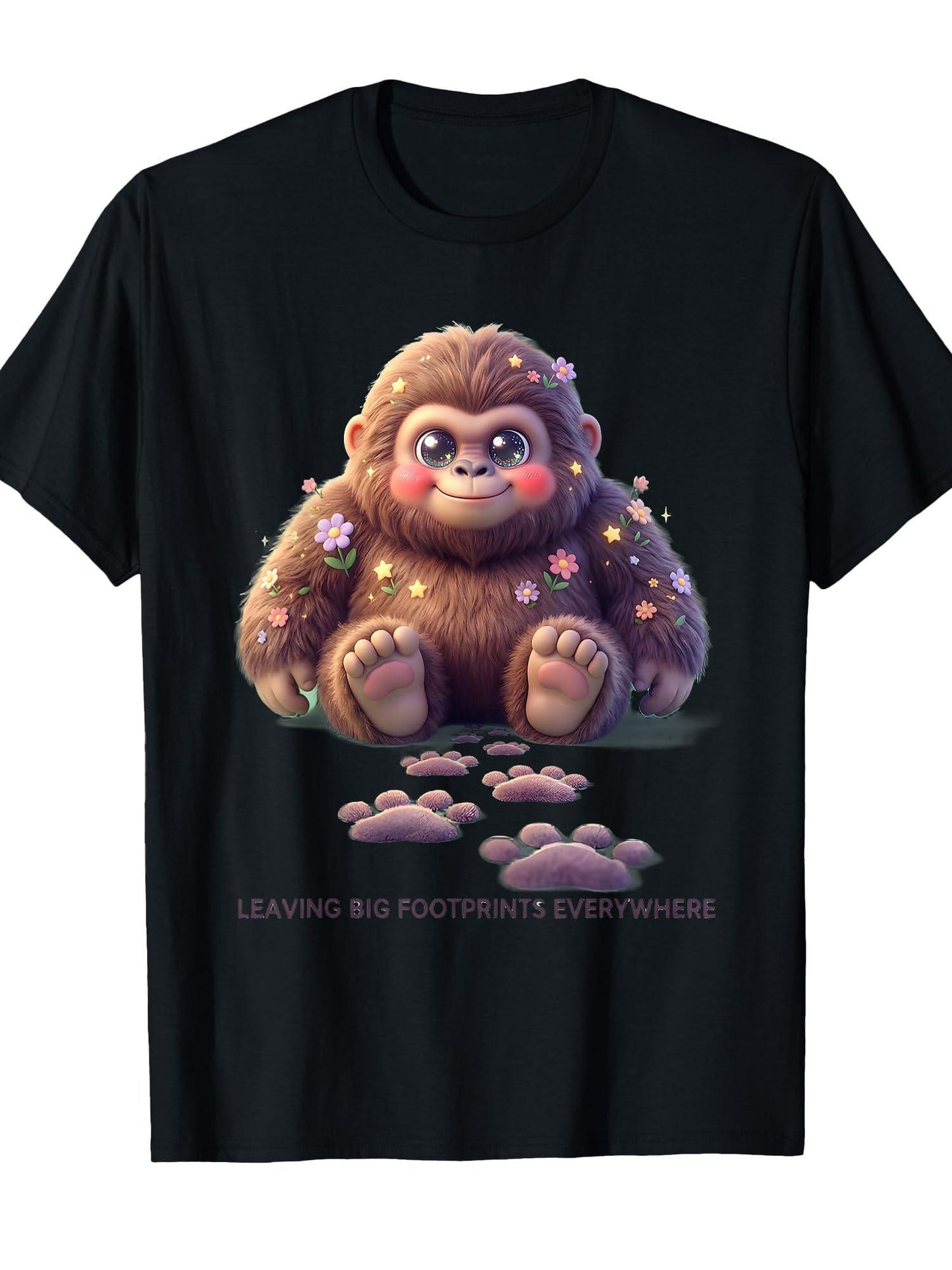Sasquatch Leaving Big Footprints Everywhere T-shirt Dirt Nerd 220gsm Cotton Round Neck Short Sleeve Casual Henley Shirt Men T-shirt