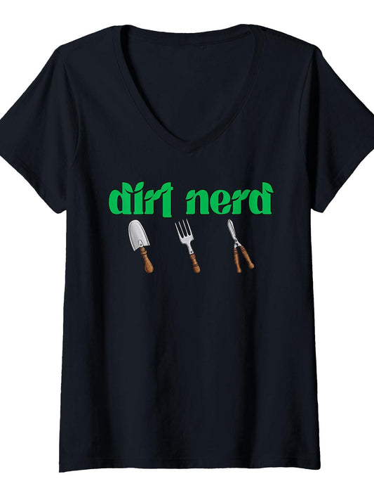 Women's Dirt Nerd Funny Gardening Lover Garden Tools Gardener T-shirt Dirt Nerd 220gsm Cotton Round Neck Short Sleeve Casual Henley Shirt Men T-shirt