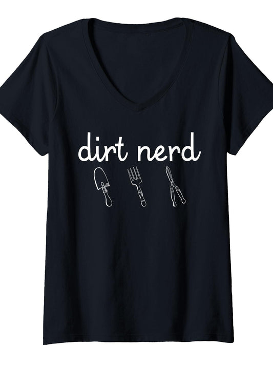 Women's Dirt Nerd Funny Gardening Lover Garden Tools Gardener T-shirt Dirt Nerd 220gsm Cotton Round Neck Short Sleeve Casual Henley Shirt Men T-shirt