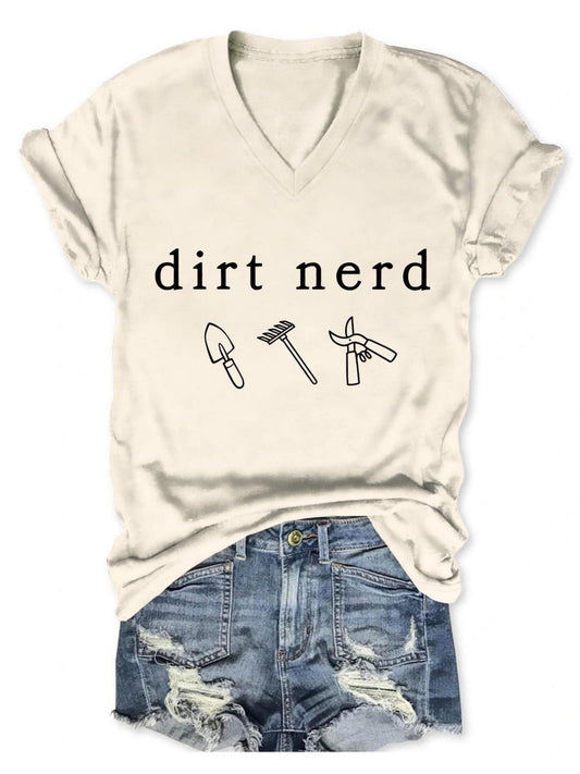Dirt Nerd Shirt, Funny Gardening Shirt Plant Humor Graphic Tee, Plant Lover T-shirt For Women Gardeners Dirt Nerd 220gsm Cotton Round Neck Short Sleeve Casual Henley Shirt Men T-shirt