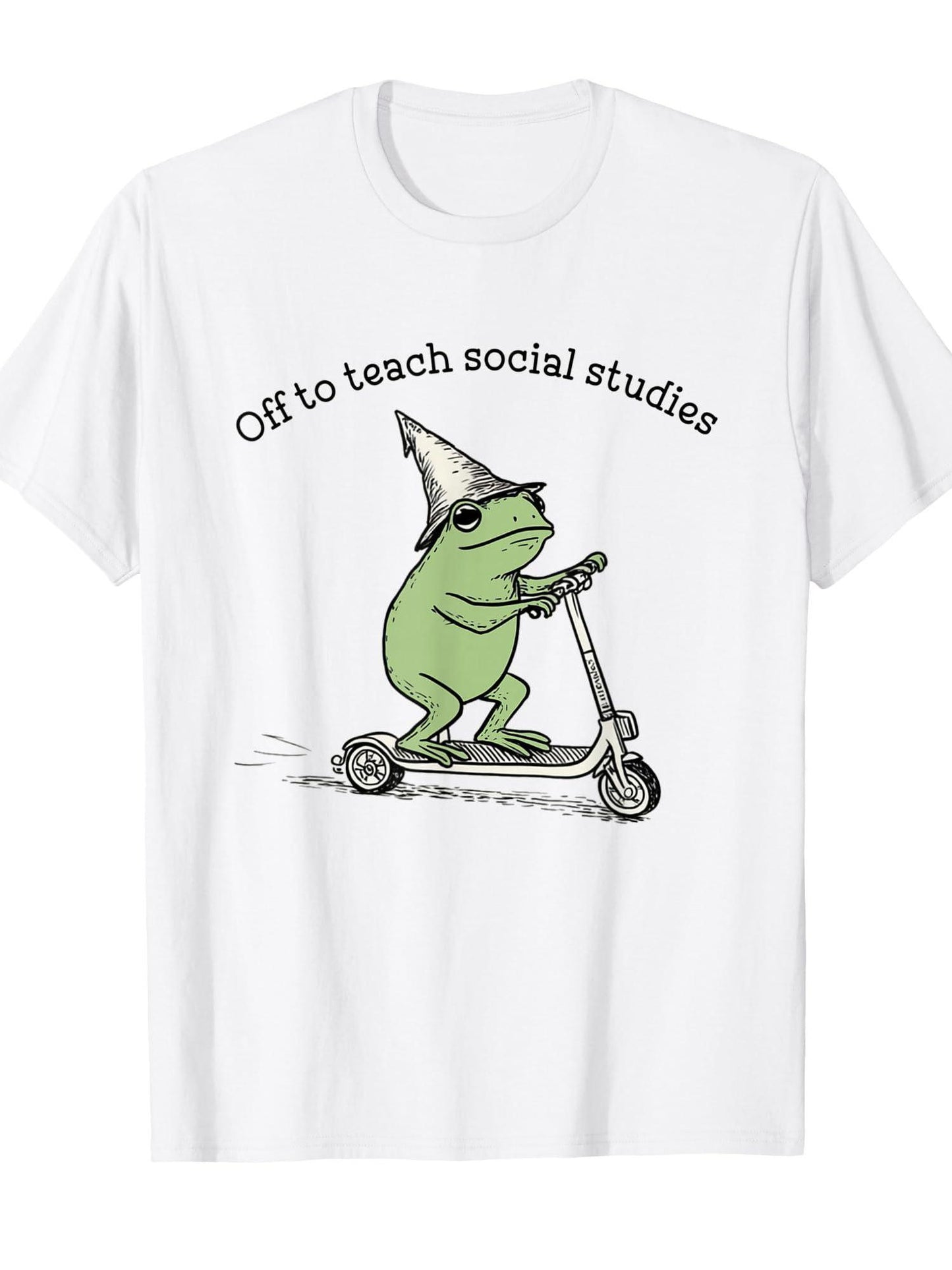 Funny Frog Off To Teach Social Studies Social Studies T-shirt Dirt Nerd 220gsm Cotton Round Neck Short Sleeve Casual Henley Shirt Men T-shirt