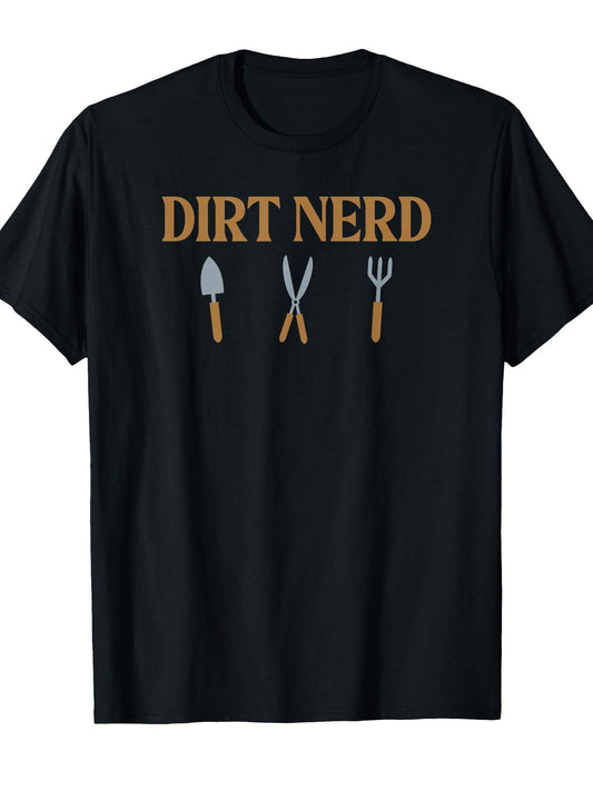 Dirt Nerd Gardening Lover Gardening Plant Lover Garden Tools T-shirt Dirt Nerd 220gsm Cotton Round Neck Short Sleeve Casual Henley Shirt Men T-shirt