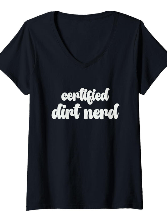 Women's Dirt Nerd Quote - Gardening & Gardener Plant Lover Quotes T-shirt Dirt Nerd 220gsm Cotton Round Neck Short Sleeve Casual Henley Shirt Men T-shirt