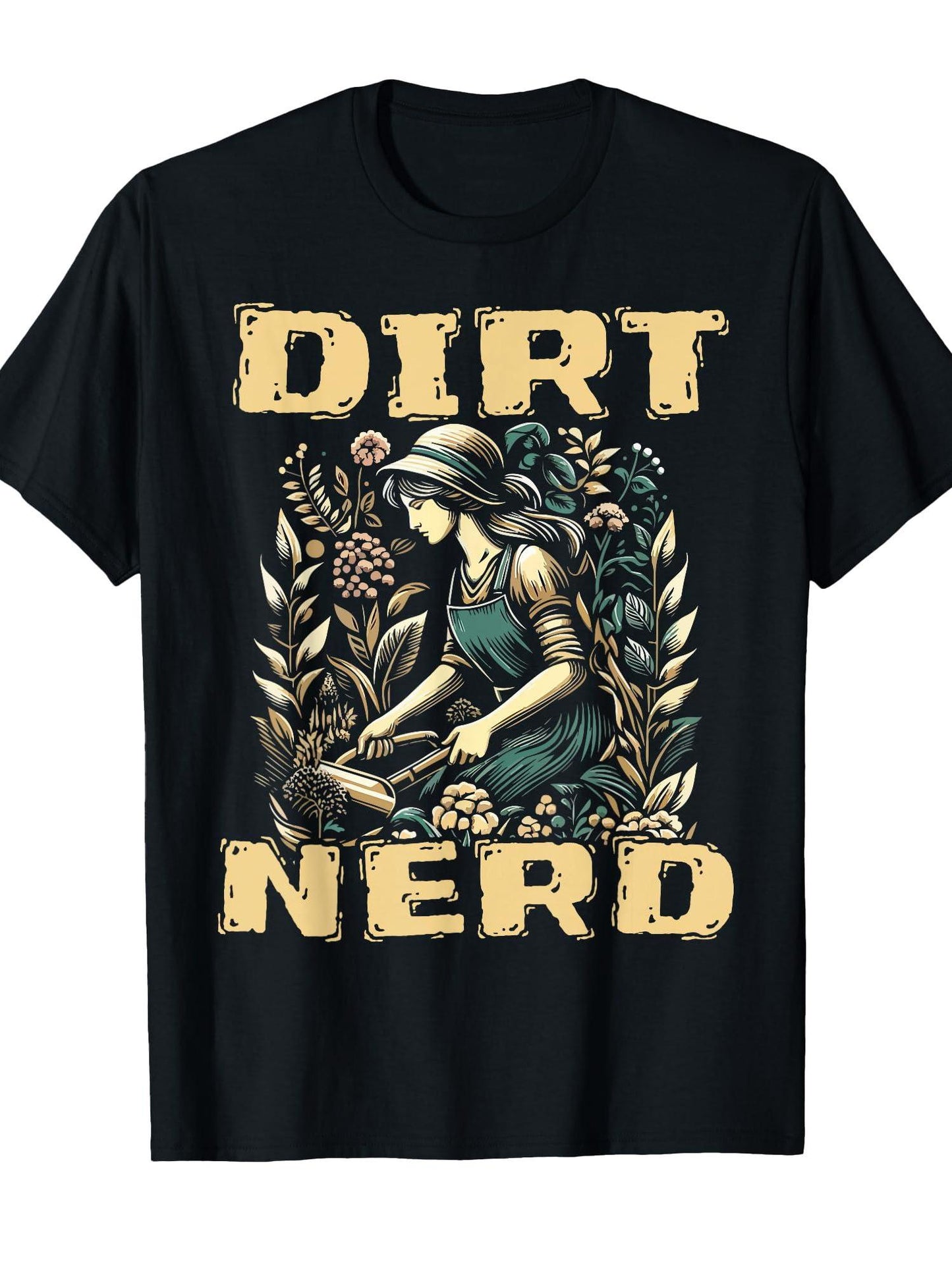 Gardening Enthusiast Dirt Nerd Woman Flowers Graphic T-shirt Dirt Nerd 220gsm Cotton Round Neck Short Sleeve Casual Henley Shirt Men T-shirt