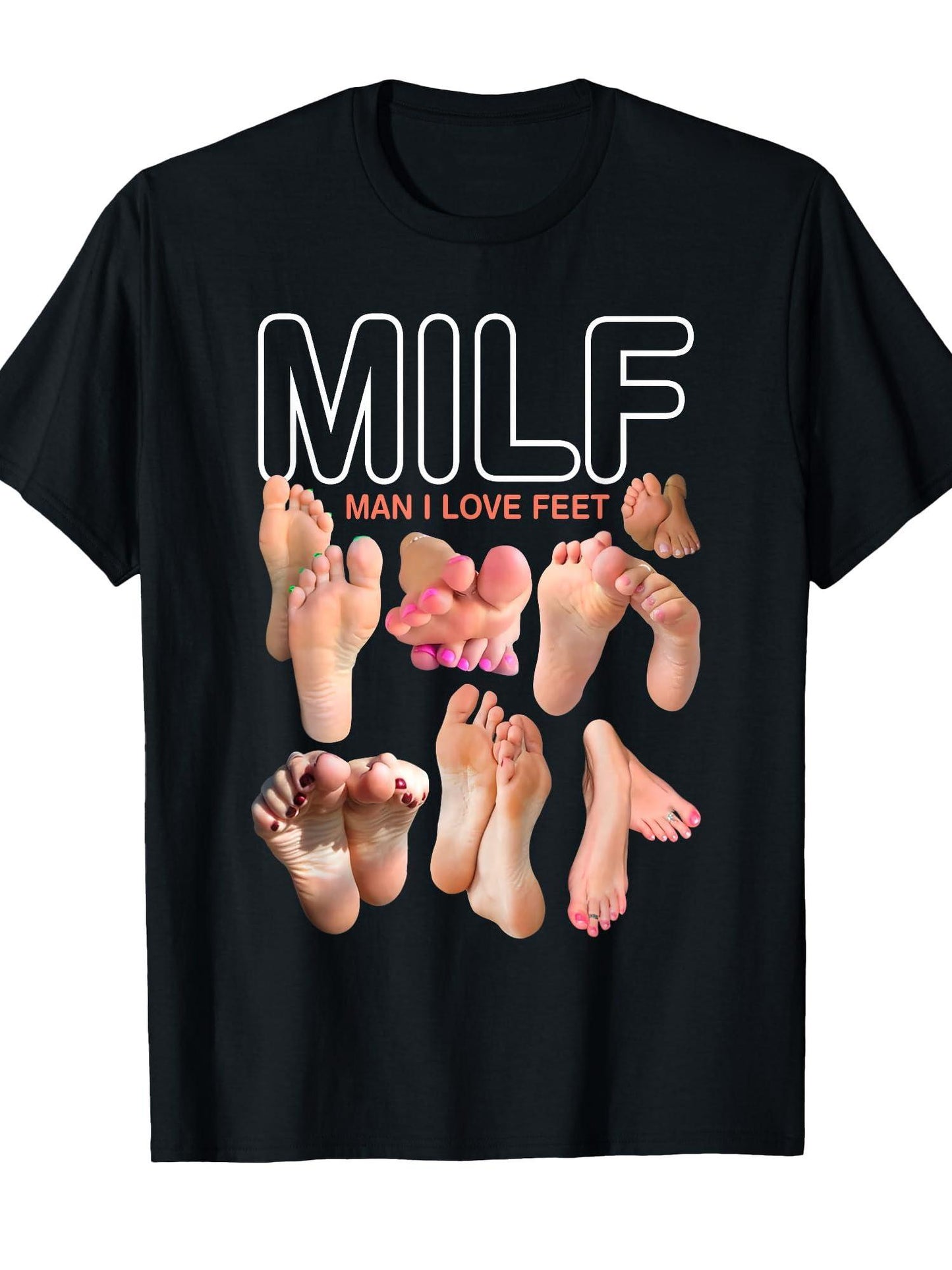 Milf Man I Love Feet Funny Sexy Inappropriate Saying Quote T-shirt Milf 220gsm Cotton Round Neck Short Sleeve Casual Henley Shirt Men T-shirt