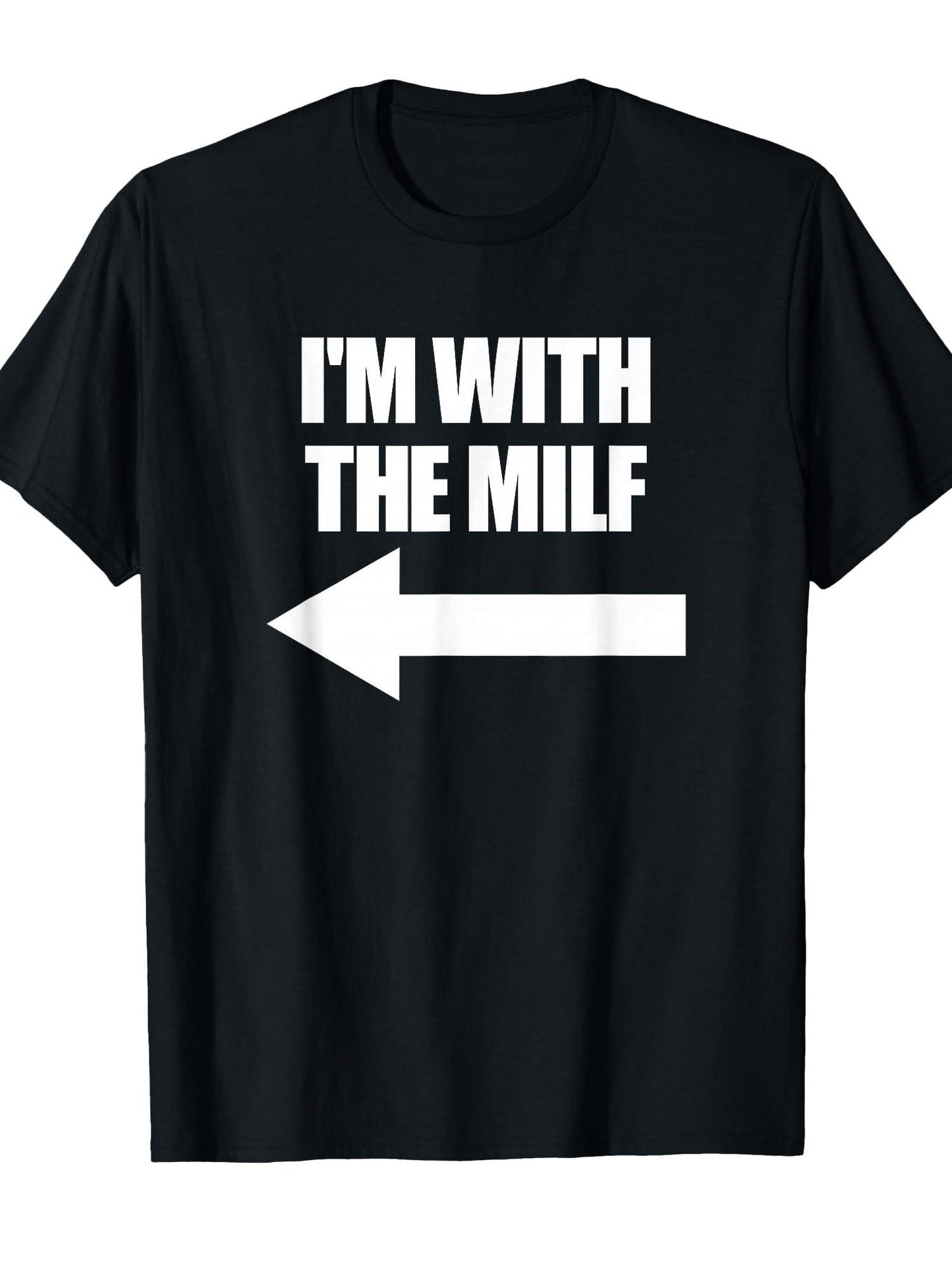 I'm With The Milf Red Heart Pointing Love Hot Milf T-shirt Milf 220gsm Cotton Round Neck Short Sleeve Casual Henley Shirt Men T-shirt