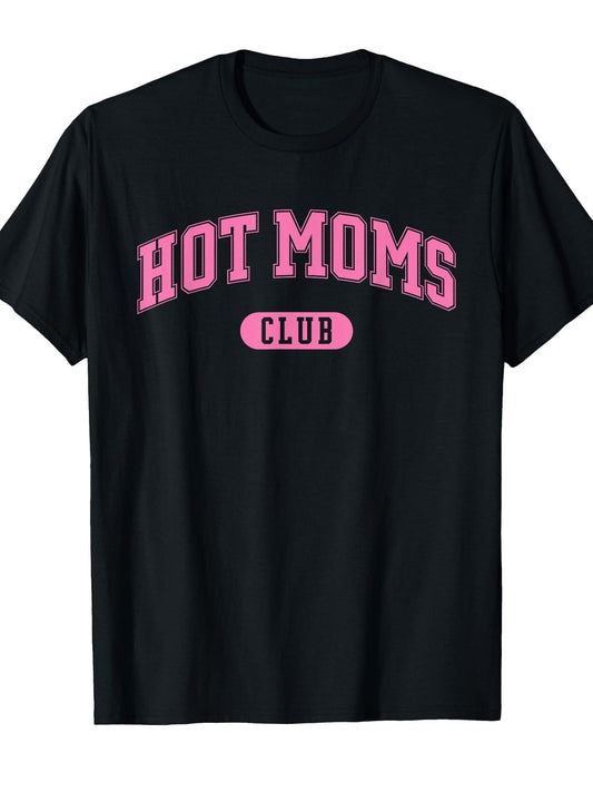 Hot Moms Club T-shirt Milf 220gsm Cotton Round Neck Short Sleeve Casual Henley Shirt Men T-shirt